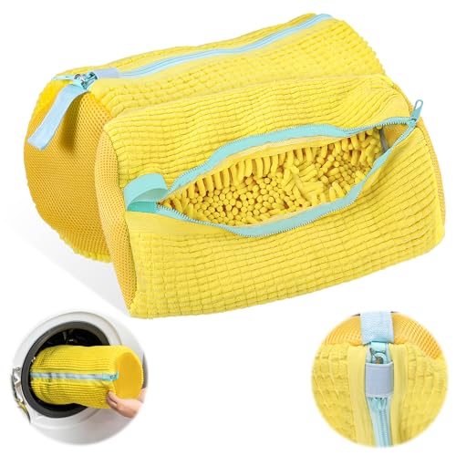 Schuhwaschbeutel Waschmaschine 2 Stück Schuhbeutel Waschmaschine Wiederverwendbarer Waschbeutel Schuhe Waschmaschine Schuhsack Multi WäSchesack Für Turnschuhe Netzschuhe (Gelb) von worahroe