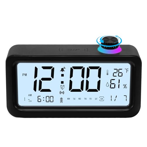 worahroe Digitaler Wecker, Schwarz Digitalwecker mit 3 Lauter Alarmen, Datums-, Monats-, Luftfeuchtigkeit,Temperaturanzeige, LCD-Display Wecker Schlafzimmer Tischuhr Nachttischwecker, Netzbetriebene worahroe Digitaler Wecker, Schwarz Digitalwecker mit 3 Lauter Alarmen, Datums-, Monats-, Luftfeuchtigkeit,Temperaturanzeige, LCD-Display Wecker Schlafzimmer Tischuhr Nachttischwecker, Netzbetriebene von worahroe