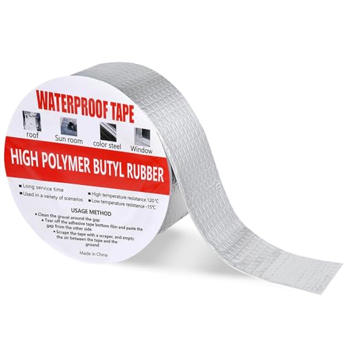 wordmouk 5cm x 10m Wasserdichtes Butylband Selbstklebend DichtungsbäNder Aluminium Klebeband Dichtband Wasserdicht Dichtungsband Duct Tape Für Dachleckage Oberflächenriss Fensterbankspalt Rohrbruch von wordmouk