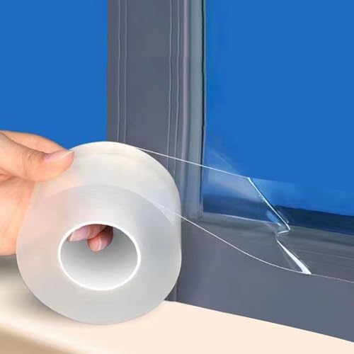 wordmouk Dichtungsband Selbstklebend für Türen Fenster Türdichtungsstreifen 5cmx10m Wasserdicht Transparent Wetterfeste Haustürdichtung Innen Unten Windschutzstreifen Zugluftstopper Türbodendichtung von wordmouk