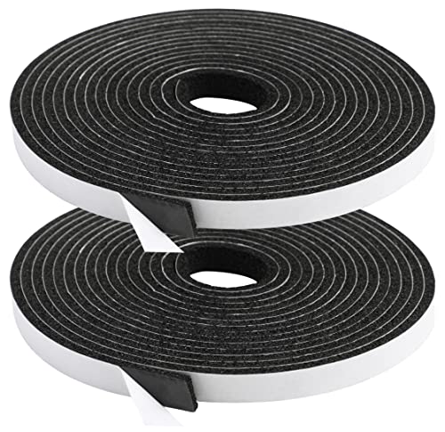wordmouk Schaumstoff Klebeband Selbstklebend Dichtungsband Selbstklebend 12mm(B) x 3mm(D) Selbstklebendes Moosgummiband für Fenster Tür, Zugluftstopper Schallschutz (2 Rollen je 4m lang) schwarz von wordmouk