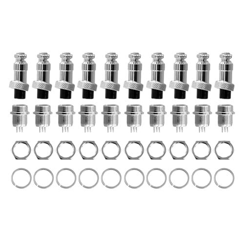 worien 10er-Set M12 3-Poliger 12-Mm-Luftfahrtstecker Stecker + Buchse Runder Luftsteckdosenstecker Elektrischer Kabelplattenstecker worien 10er-Set M12 3-Poliger 12-Mm-Luftfahrtstecker Stecker + Buchse Runder Luftsteckdosenstecker Elektrischer Kabelplattenstecker von worien