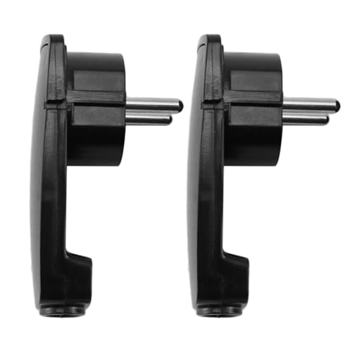 worien 2 Stück Schwarzer Schuko-Winkelstecker Flach, Schuko-Flachstecker 250 V (16 A), Schuko-Stecker, Schuko-Stecker Flach, EU-Stecker Ersatzteile von worien