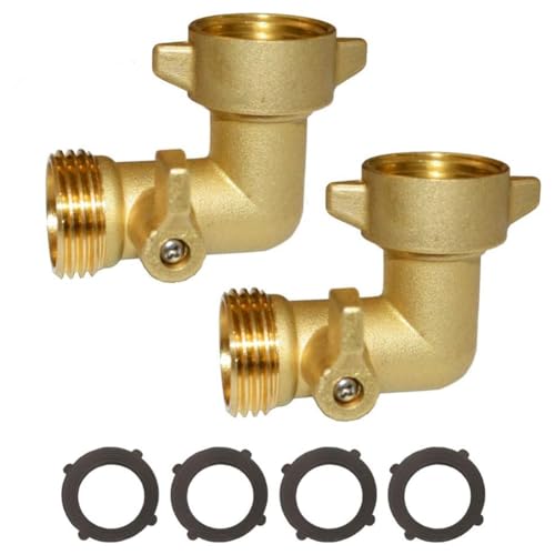 worien Kupfer 90 Grad Schlauchbogen-Adapter mit Absperrventil für Gartenschlauch 3/4 US-Anschluss von worien