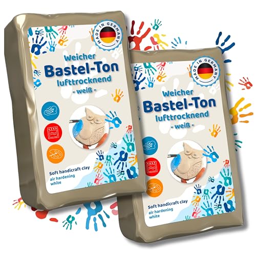 Ton lufttrocknend XL- Set 2x 1,0kg, Bastelspaß für Zuhause, Modelliermasse, Knetmasse, Ideal für Hobbyisten und Bastelbegeisterte. Ideal für Ihre Freizeitgestaltung. Töpfern, Air Dry Clay Ton lufttrocknend XL- Set 2x 1,0kg, Bastelspaß für Zuhause, Modelliermasse, Knetmasse, Ideal für Hobbyisten und Bastelbegeisterte. Ideal für Ihre Freizeitgestaltung. Töpfern, Air Dry Clay von work'n'life