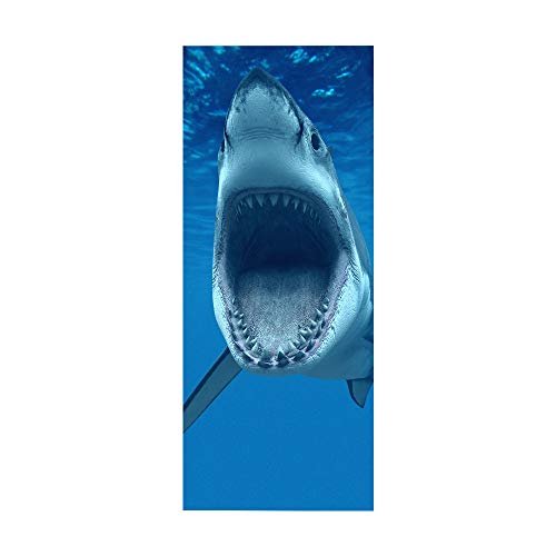workid Türwand Wohnzimmer Aufkleber Poster 3D 90 * 200Cm Weißer Hai von workid