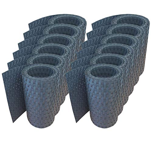 workingHOUSE Polyrattan-Sichtschutzstreifen, Sichtschutz für Doppelstabmatten Zaun, 19 x 255 cm (12 x Anthrazit) von workingHOUSE
