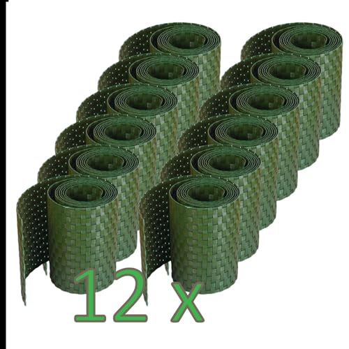 workingHOUSE Polyrattan-Sichtschutzstreifen | Sichtschutz für Doppelstabmatten Zaun | 19x255 cm (12 x Grün) | Wetterfester Gartenzaun-Sichtschutz | Einfach anzubringendes Zubehör von workingHOUSE