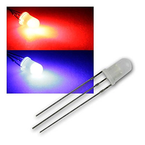 world-trading-net 10 LED 5mm diffus Rot/Blau 2-farbig, 3-Pin, Leuchtdiode, bedrahtet, Diode leuchtend, als Bauteil von world-trading-net