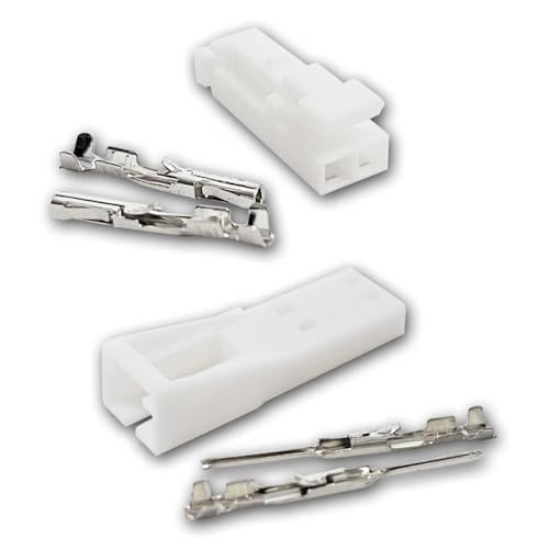 10er Pack Mini AMP-Steckverbinder 2-polig, mit Crimpkontakten aus verzinnten Kupfer, weißes Kunststoffgehäuse, Gehäuse mit Arretierung für Zusammenhalt von world-trading-net