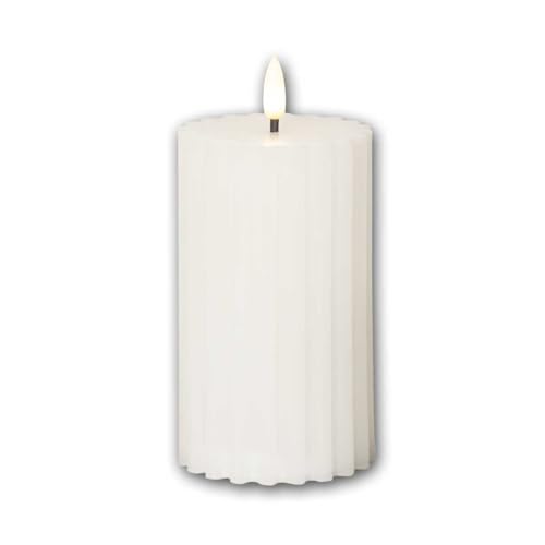 world-trading-net - 2er Set LED Stumpenkerzen "STRIPE", Höhe 15cm, Durchmesser 7,5cm, weiß, Timer, 3D Flamme world-trading-net - 2er Set LED Stumpenkerzen "STRIPE", Höhe 15cm, Durchmesser 7,5cm, weiß, Timer, 3D Flamme von world-trading-net