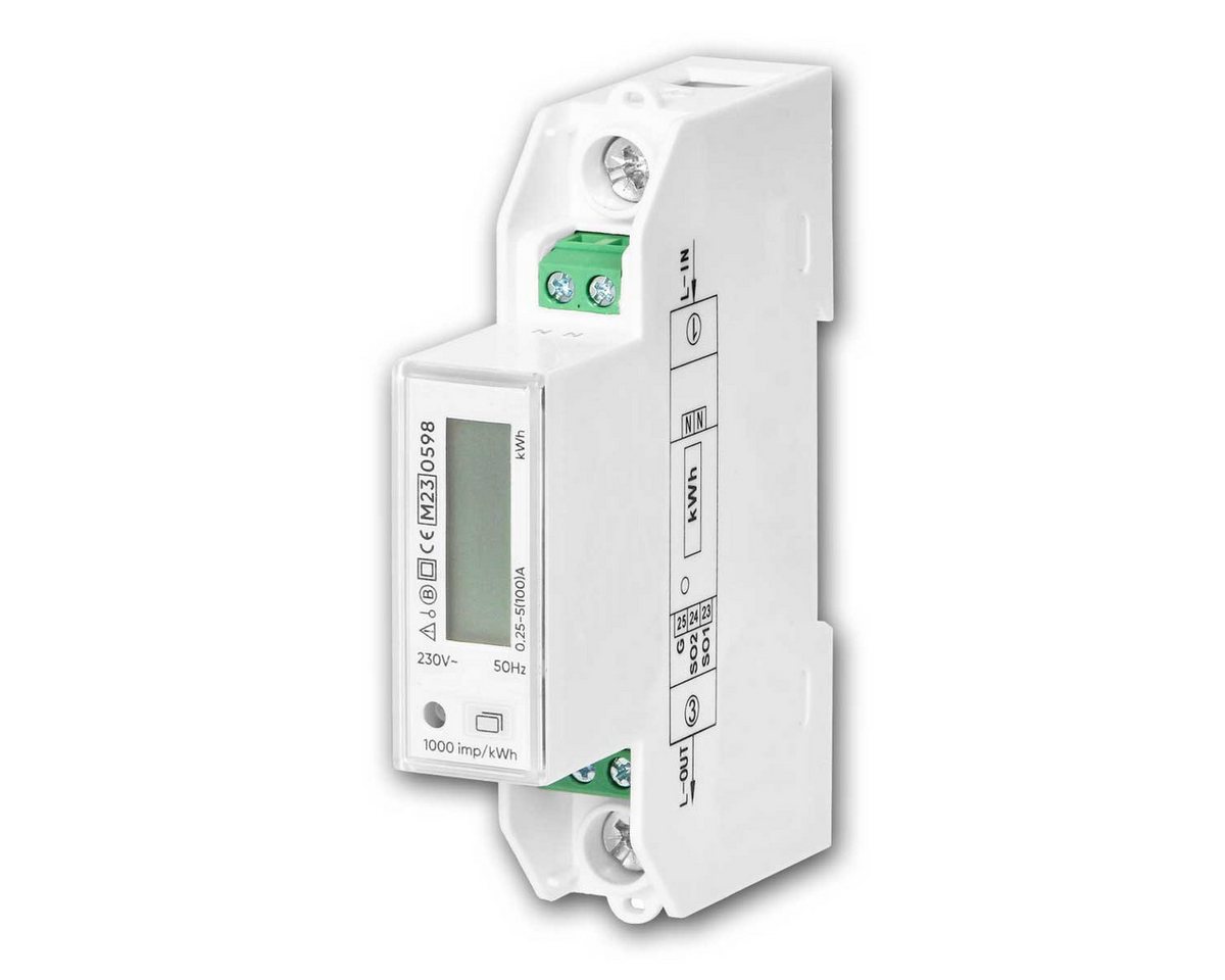 world-trading-net DIN-Stecker 1-Phasen-Stromzähler, 100A, MID, DIN-Schiene von world-trading-net