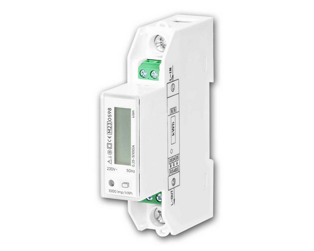 world-trading-net DIN-Stecker 1-Phasen-Stromzähler, 100A, MID, RS-485, DIN-Schie von world-trading-net