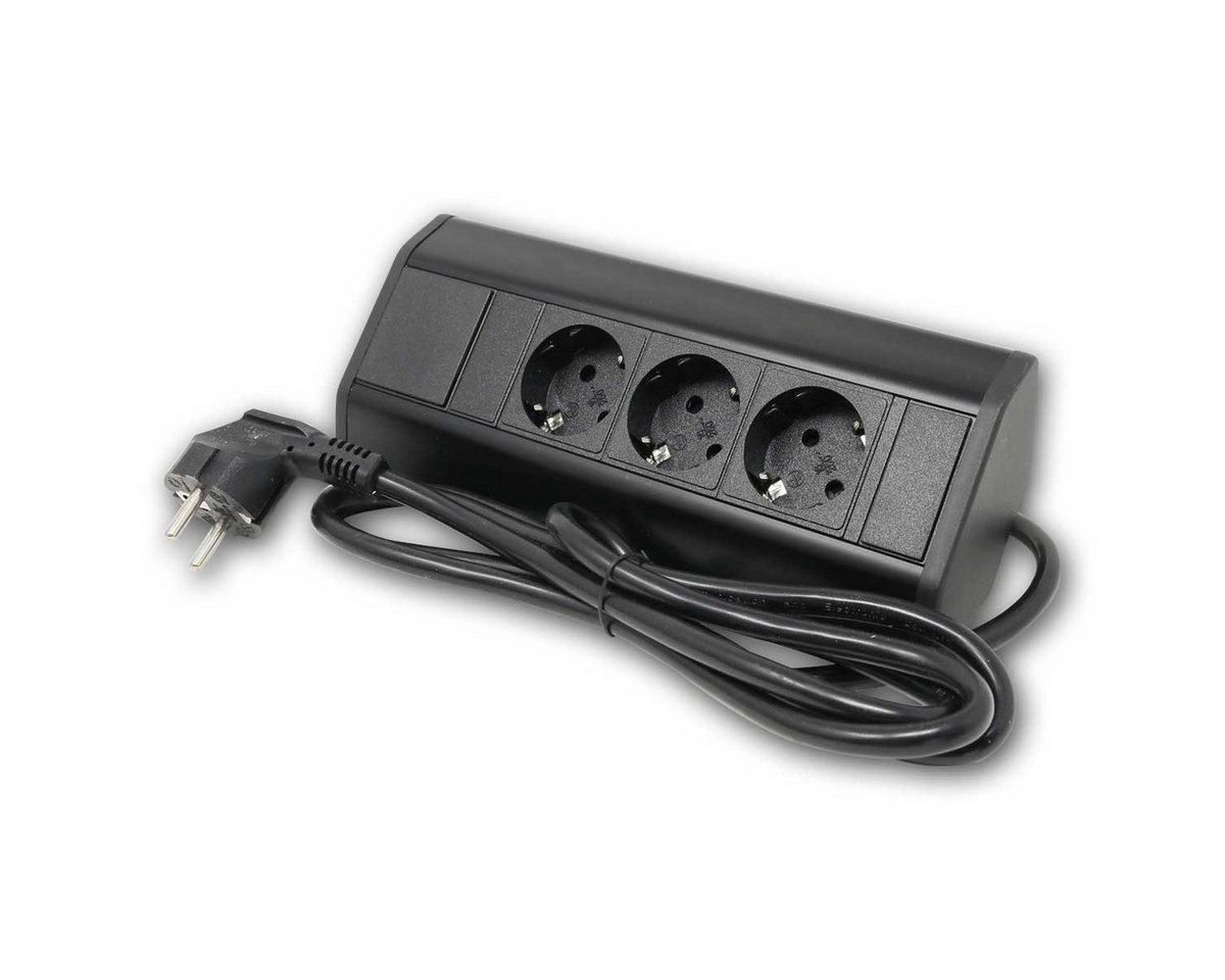world-trading-net F-Stecker 3-fach Ecksteckdose schwarz 1,8m Kabel mit Stecker von world-trading-net