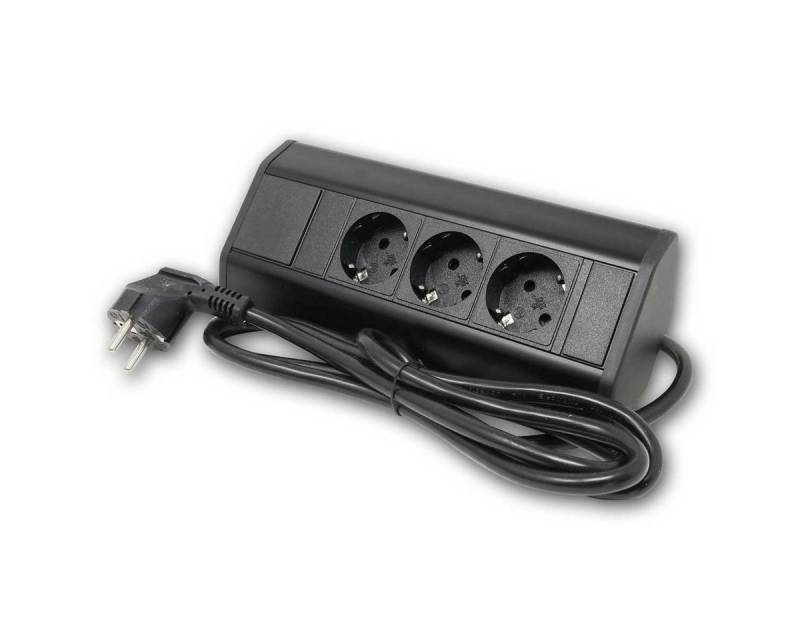 world-trading-net F-Stecker 3-fach Ecksteckdose schwarz 1,8m Kabel mit Stecker von world-trading-net