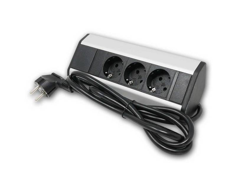 world-trading-net Steckdose 3-fach Ecksteckdose si/sw 1,8m Kabel mit Stecker von world-trading-net