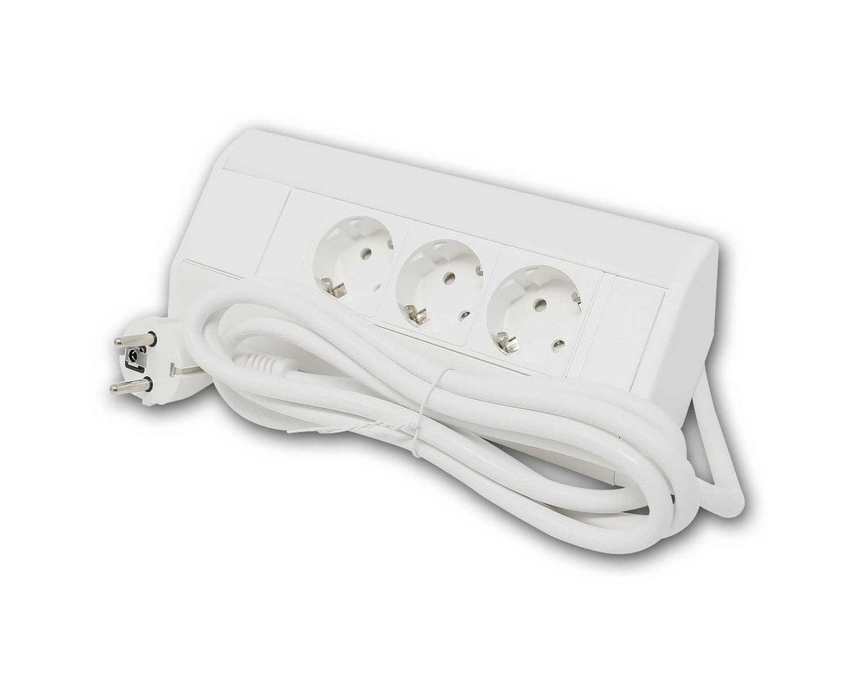 world-trading-net F-Stecker 3-fach Ecksteckdose weiß, 1,8m Kabel mit Stecker von world-trading-net