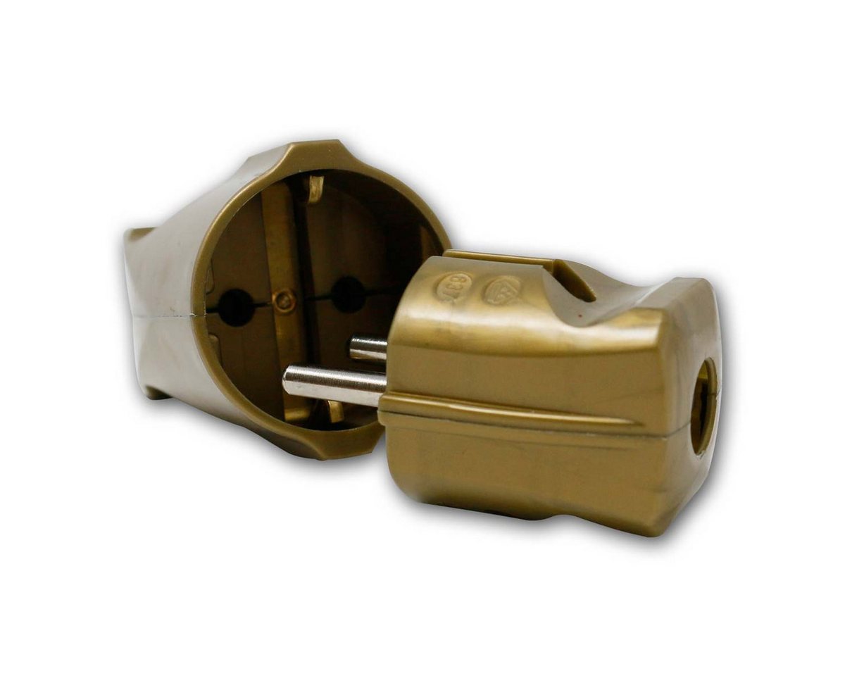 world-trading-net F-Stecker SET Standard Stecker & Kupplung golden, 250V/16A von world-trading-net