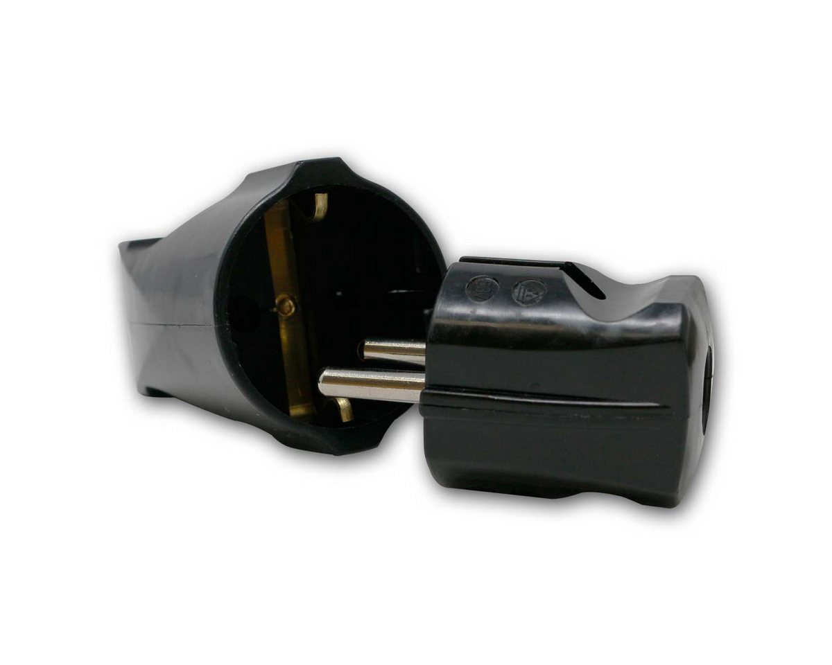 world-trading-net F-Stecker SET Standard Stecker & Kupplung schwarz, 250V/16A von world-trading-net