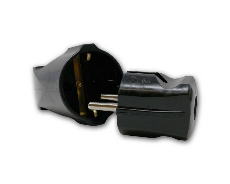 world-trading-net F-Stecker SET Standard Stecker & Kupplung schwarz, 250V/16A von world-trading-net