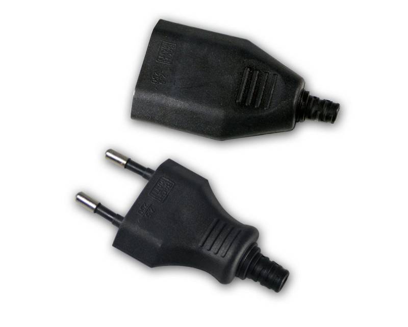 world-trading-net F-Stecker Set Europa-Kupplung & Stecker, schwarz, 250V/2,5A von world-trading-net