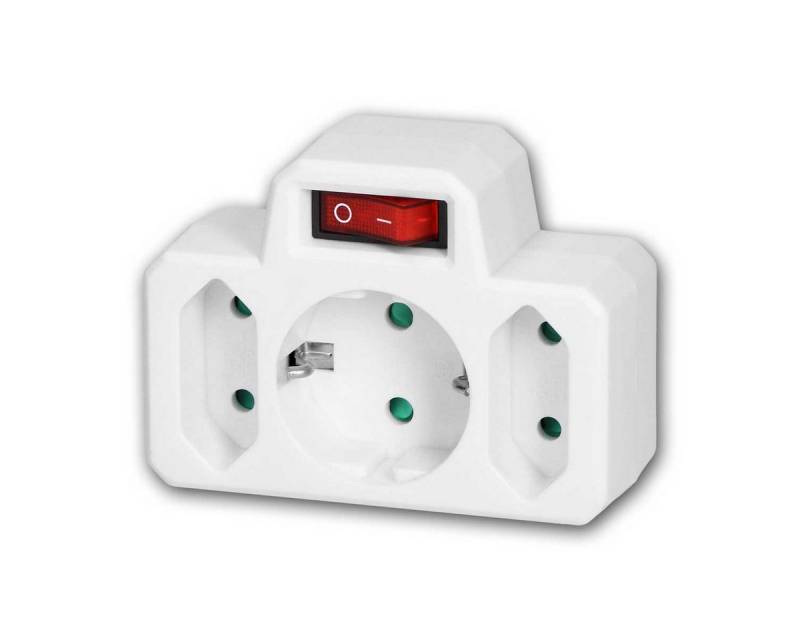 world-trading-net F-Stecker Steckdosen-Adapter Schutzkontakt 2+1 mit Schalter von world-trading-net