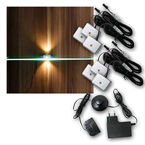 world-trading-net - LED Glasbodenbeleuchtung Clip-3D im 2er Set, Silber, Leuchtfarbe warmweiß, inklusive Netzteil world-trading-net - LED Glasbodenbeleuchtung Clip-3D im 2er Set, Silber, Leuchtfarbe warmweiß, inklusive Netzteil von world-trading-net