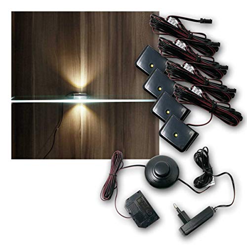 world-trading-net - LED Glasbodenbeleuchtung Clip-3D im 2er Set, schwarz, Leuchtfarbe neutralweiß, inklusive Netzteil von world-trading-net