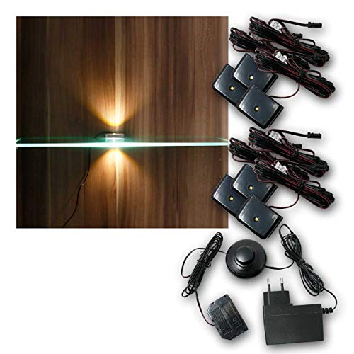 world-trading-net - LED Glasbodenbeleuchtung Clip-3D im 2er Set, schwarz, Leuchtfarbe warmweiß, inklusive Netzteil world-trading-net - LED Glasbodenbeleuchtung Clip-3D im 2er Set, schwarz, Leuchtfarbe warmweiß, inklusive Netzteil von world-trading-net