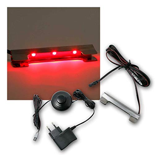 world-trading-net - LED Glasbodenbeleuchtung Clip-3D im 4er Set, Leuchtfarbe rot, inklusive Netzteil von world-trading-net