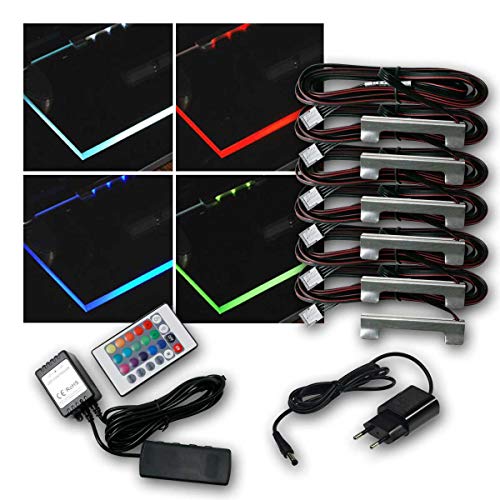 world-trading-net - LED Metall-Clip Glasbodenbeleuchtung im 6er Set, Leuchtfarbe RGB, inklusive RGB Controller + Netzteil world-trading-net - LED Metall-Clip Glasbodenbeleuchtung im 6er Set, Leuchtfarbe RGB, inklusive RGB Controller + Netzteil von world-trading-net