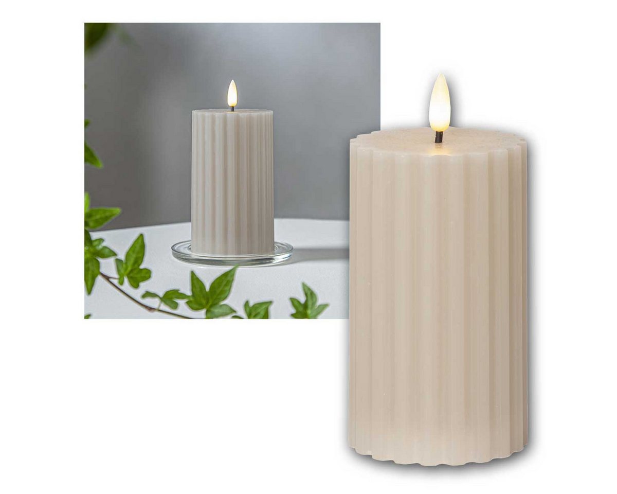 world-trading-net LED Stripe 2x LED Stumpenkerze STRIPE beige, 3D Flamm & Timer world-trading-net LED Stripe 2x LED Stumpenkerze STRIPE beige, 3D Flamm & Timer von world-trading-net