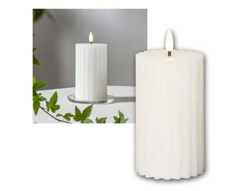 world-trading-net Adventskerze 2x LED Stumpenkerze STRIPE weiß, 3D Flamme & Timer world-trading-net Adventskerze 2x LED Stumpenkerze STRIPE weiß, 3D Flamme & Timer von world-trading-net