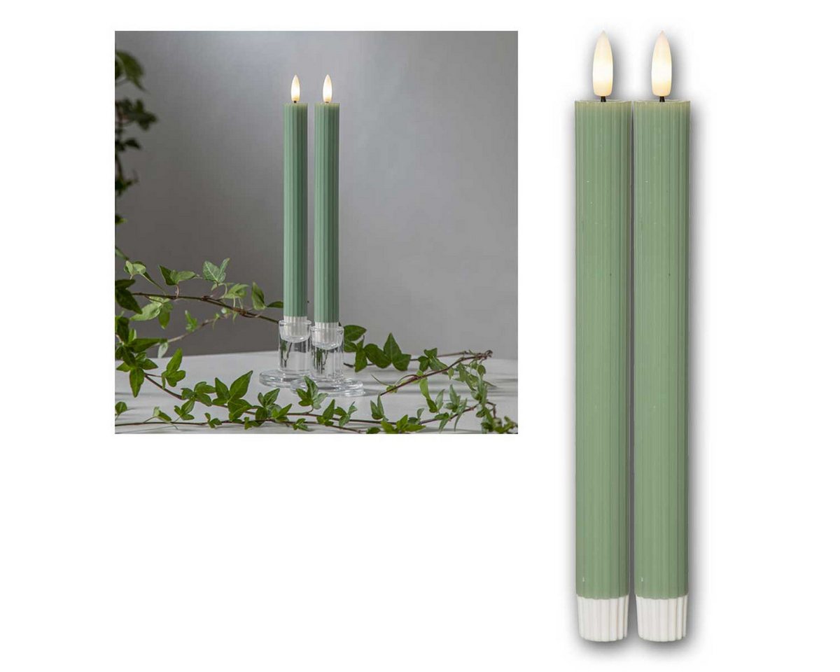 world-trading-net LED Stripe LED Stabkerzen STRIPE 4er Set gr 3D Flamme & Timer world-trading-net LED Stripe LED Stabkerzen STRIPE 4er Set gr 3D Flamme & Timer von world-trading-net