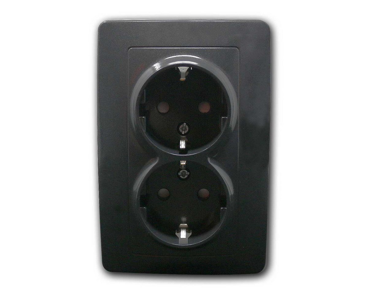 world-trading-net Schuko-Stecker EKONOMIK 2-fach Schuko-Steckdose anthra, 250V~/16A world-trading-net Schuko-Stecker EKONOMIK 2-fach Schuko-Steckdose anthra, 250V~/16A von world-trading-net