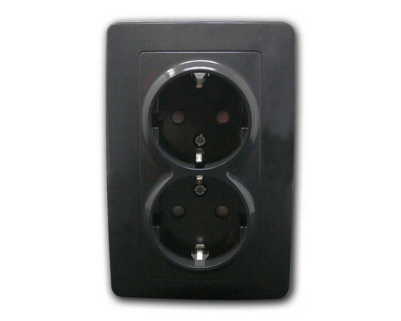 world-trading-net Schuko-Stecker EKONOMIK 2-fach Schuko-Steckdose anthra, 250V~/16A world-trading-net Schuko-Stecker EKONOMIK 2-fach Schuko-Steckdose anthra, 250V~/16A von world-trading-net
