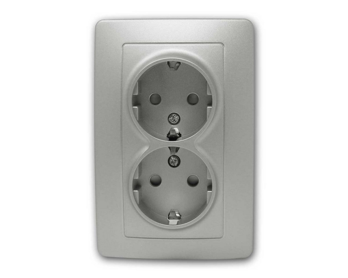 world-trading-net Schuko-Stecker EKONOMIK 2-fach Schuko-Steckdose silber, 250V~/16A world-trading-net Schuko-Stecker EKONOMIK 2-fach Schuko-Steckdose silber, 250V~/16A von world-trading-net