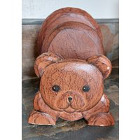 Niedlicher Holzbär Briefpapier Halter Schreibtisch Organizer von worldlywonderscurio