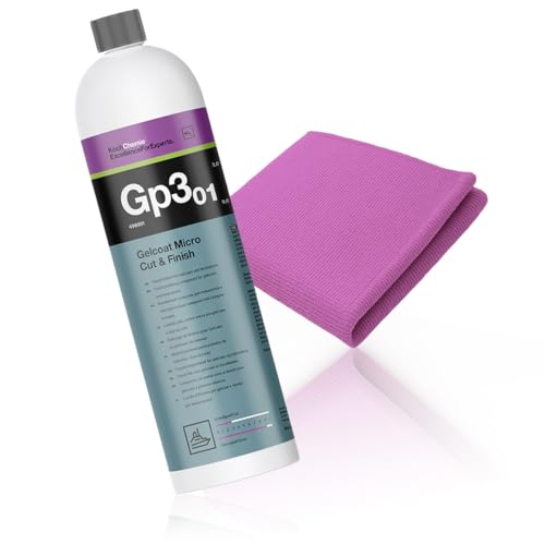 Koch Chemie Gelcoat Micro Cut & Finish 1L GP3.01 inkl Microfaser Micro Cut Poliertuch Boot Polier Set Boot Polierpaste Gelcoat Politur von wortek