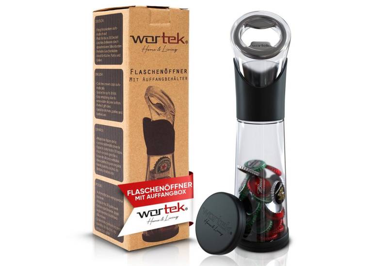 wortek Flaschenöffner Getränkeöffner mit Auffangbehälter Bieröffner (Set, 2-tlg), Geschenk für Männer und Bierliebhaber Biergeschenk von wortek