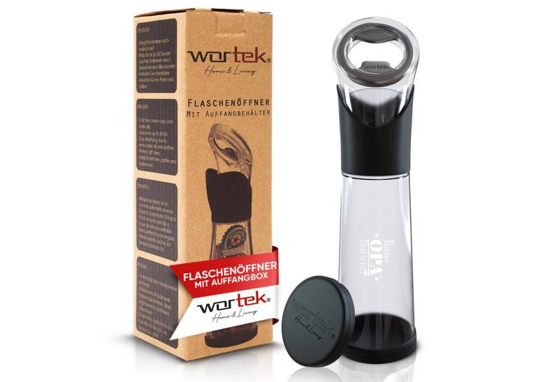 wortek Flaschenöffner Getränkeöffner mit Auffangbehälter Bieröffner (Set, 2-tlg), Geschenk für Männer und Bierliebhaber Biergeschenk von wortek