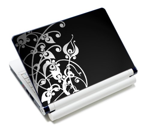 wortek Universal Notebook Skin für Laptops, Ultrabooks & Netbooks bis ca. 10,2 Zoll - Ranke Schwarz Weiß 2 von wortek