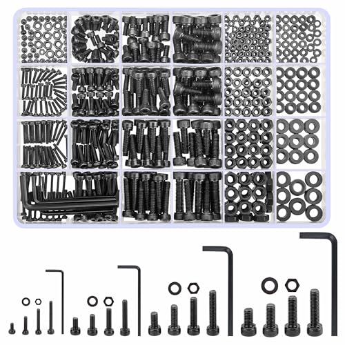 woshilaoDS 1230 Stück M2 M3 M4 M5 Schrauben Set, Zylinderschrauben mit Innensechskant Schrauben Set, Schrauben und Muttern und Unterlegscheiben Sortiment Set, Schwarz Sechskopf Gewindeschrauben Set woshilaoDS 1230 Stück M2 M3 M4 M5 Schrauben Set, Zylinderschrauben mit Innensechskant Schrauben Set, Schrauben und Muttern und Unterlegscheiben Sortiment Set, Schwarz Sechskopf Gewindeschrauben Set von woshilaoDS
