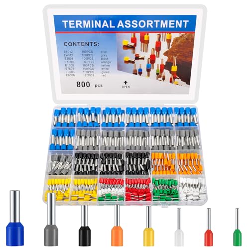 woshilaoDS 800 Stk Aderendhülsen Set, isoliert Aderhülsen Tool Kit Set, Kabelschuhe Kabelverbinder Aderendhülsen Set für Aderendhülsenzange Set, 0,5-6mm² von woshilaoDS