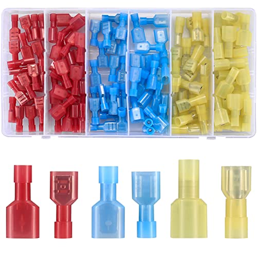 woshilaoDS 120 Stk Kabelverbinder, männliche und weibliche Vollisolierte Quetschkabelschuhe, Spaten Nylon-Schnelltrennkupplung, Elektrische Steckverbindungen Kabel Verbinder Crimp-kaltgepresste von woshilaoDS