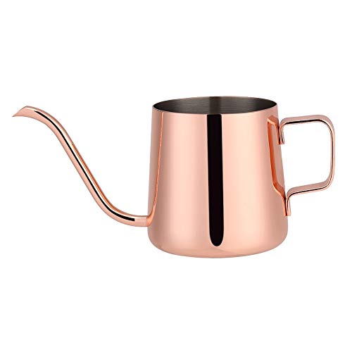 Kaffeekanne Wasserkocher, 250ml/350ml Edelstahl Tropf Kaffeekanne Langer Schwanenhals Auslauf Kessel Tasse Tee Werkzeug für Büro, Zuhause, Restaurant(250ml Roségold) von wosume