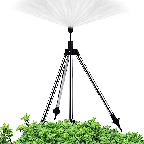 Sprinkler-Stativ-Set, 360° drehbarer Stativ-Rasensprinkler – Teleskop-Wassersprinkler-Set für große Gartenbewässerung (C-Set) von woudule