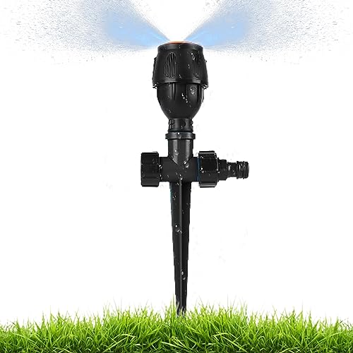 Sprinkler für Rasen, Rasensprinkler, 360 Grad drehbarer Stativsprinkler, Bewässerungsbereich, automatischer Teleskopstativ, Bewässerung, Gartensprinkler für Hof, Metallspieß (Kunststoff) von woudule