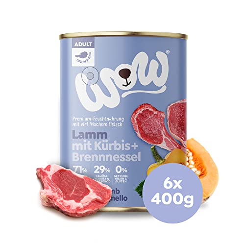 Wow Hundefutter nass Adult mit Lamm, 6X 400g I reichhaltiges Nassfutter für ausgewachsene Hunde Aller Rassen I Beste Qualität mit viel Fleisch, Kürbis & Brennnessel I hohe Akzeptanz & Verträglichkeit Wow Hundefutter nass Adult mit Lamm, 6X 400g I reichhaltiges Nassfutter für ausgewachsene Hunde Aller Rassen I Beste Qualität mit viel Fleisch, Kürbis & Brennnessel I hohe Akzeptanz & Verträglichkeit von wow