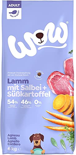 WOW Trockenfutter Adult mit Lamm, 12kg I Hundetrockenfutter für ausgewachsene Hunde Aller Rassen I Beste Qualität mit viel Fleisch & Salbei I getreidefrei & hohe Verträglichkeit von wow